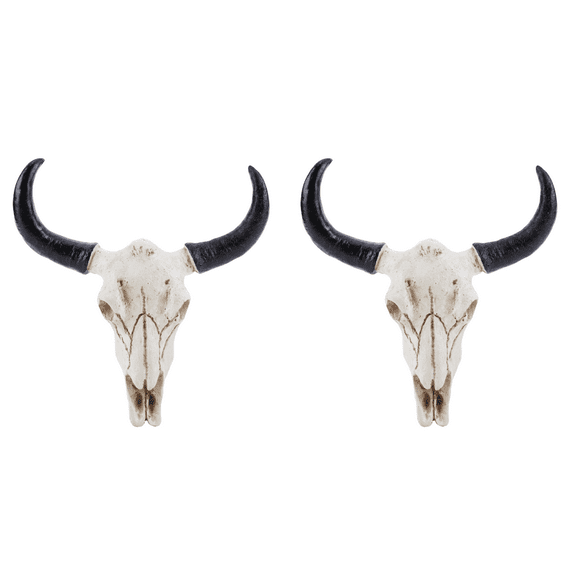 Lyqzj Longhorn Cow Skull Head Ornament Wall Hanging 3D Animal Statue for Home Decor