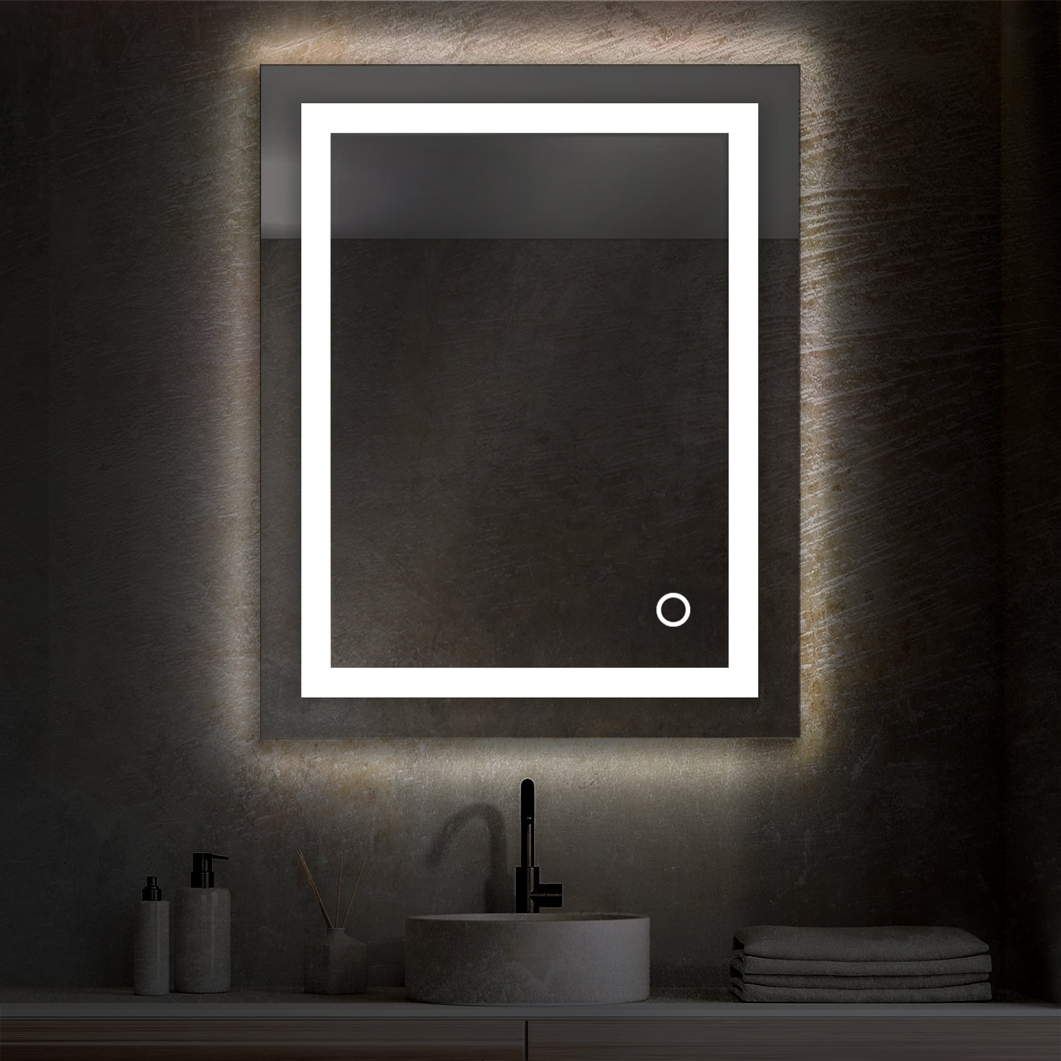 Elysian 24" x 30" Silver LED Bathroom Vanity Mirror with Antifog and Color Adjust