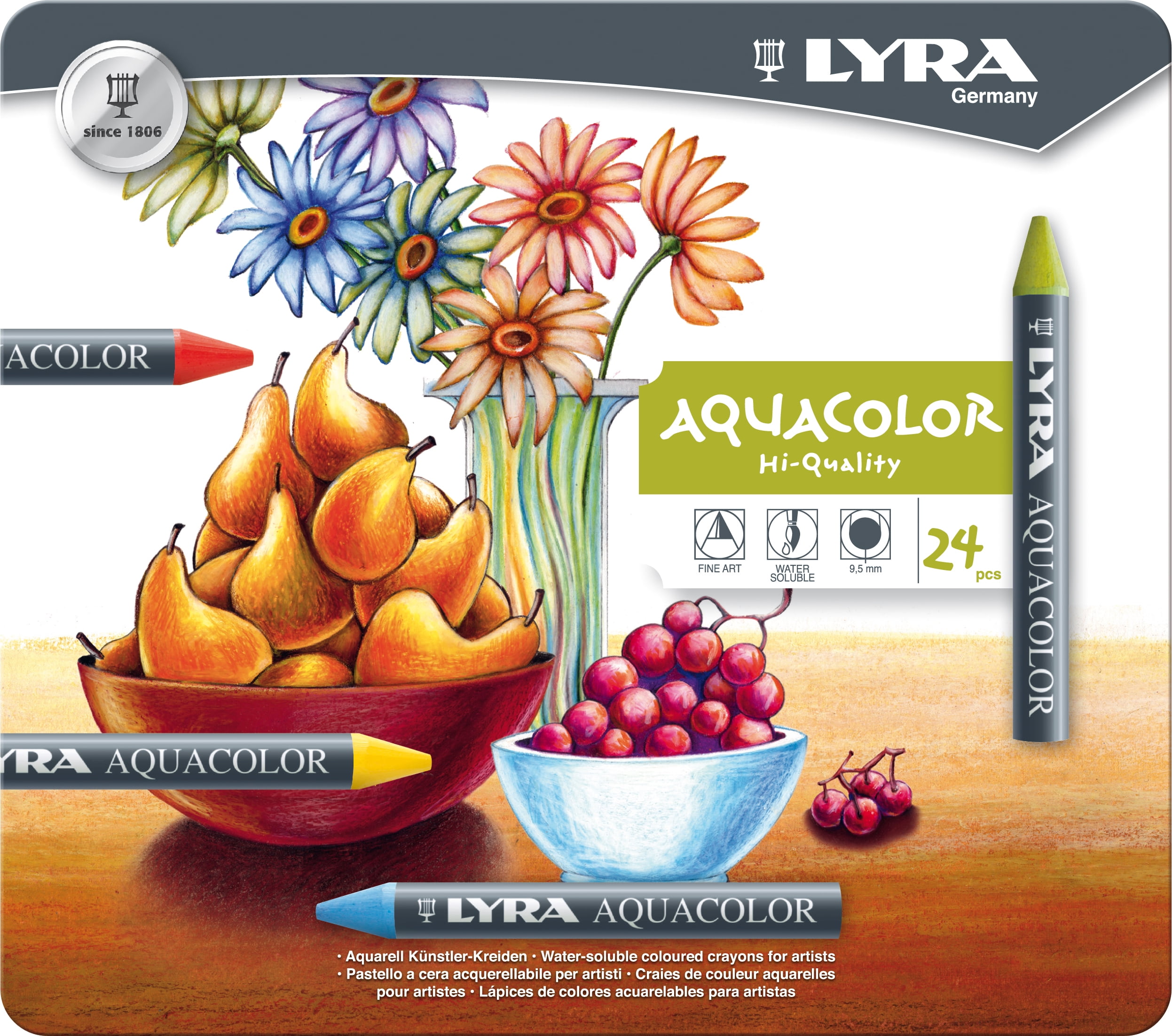 Lyra Aquacolor Water Soluble Crayons Set of 24