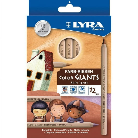 Lyra Color-Giants Skin Tone Colored Pencils - 6.3 mm Lead Diameter - Assorted Lead - 12 / Set | Bundle of 5 Sets