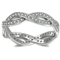 Lyra Eternity Rings for Women Stackable Twist Wedding Bands CZ Sterling Silver Ginger Lyne