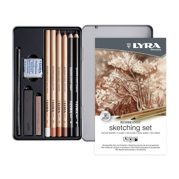 Lyra Rembrandt Sketching Pencil Set Tin, Assorted, 11 Pieces