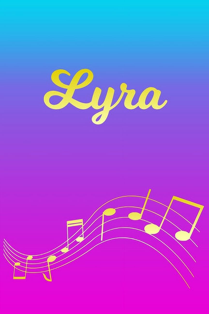 Lyra Cursive Lettering Lyra: Sheet Music Note Manuscript Notebook Paper - Pink Blue Gold ...