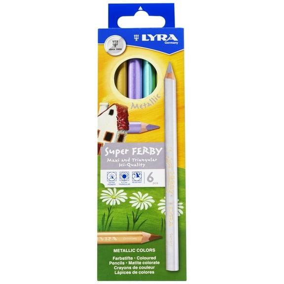 Lyra Super FERBY Colored Pencil Set, 6-Colors, Metallic