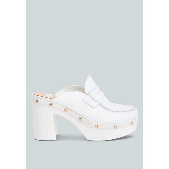Lyrac Recycled Leather Platform Clogs In White