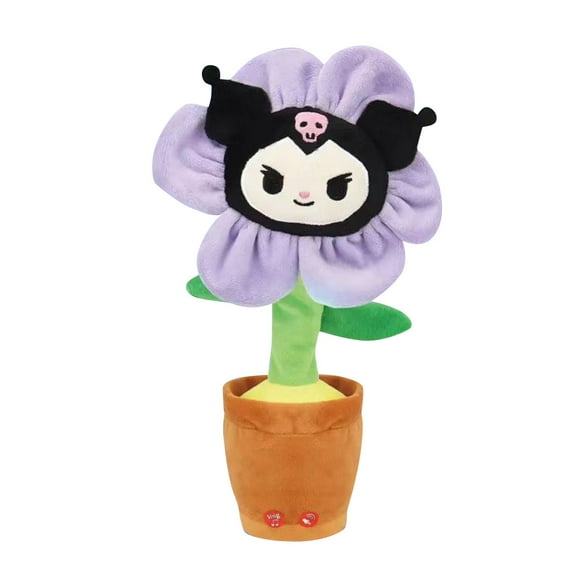 Lyrasun Singing Hello Kitty and Friends Plush Flower Toys, 12.9" Kuromi Dancing Stuffed Flowers Plushies, Kawaii Sweet Gifts for Daughter Girlfriends