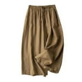 thumbnail image 1 of Lyrcatrment Capris Pants for Women Loose Fitted Wide Leg Elastic High Waisted Summer Trousers Flowy Soft Casual Beach Vacation Lightweight Cropped Pant with Pockets, 1 of 5