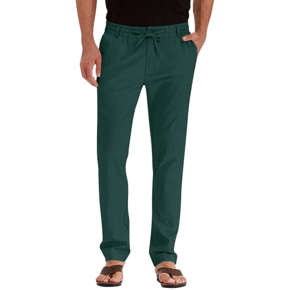 Lyrcatrment Dress Pants for Men Drawstring Elastic Waist Straight Leg Regular Fitted Work Office Business Pants