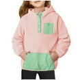 thumbnail image 1 of Lyrcatrment Hooded Sweatshirts For Girl Tween Fleece Hoodies Pullover Sweatshirt Snap Button Up Color Block Sweat Shirt With Long Sleeve Fall Fashion Cute Kids Sweatshirt(13 Years), 1 of 4