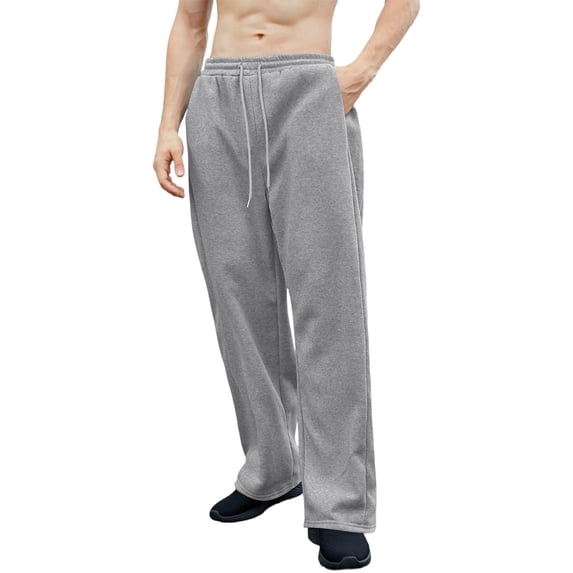 Lyrcatrment Men's Casual Sweatpants Solid Color Loungewear High Rise Drawstring Elastic Waistband Straight Leg Sweat Pants Sports Mens Pants with Pockets(X-Large,Gray)