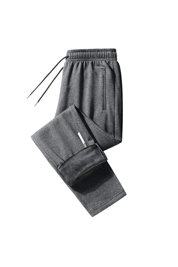 Men's Winter Fleece Sweatpants Thick Lined Straight Leg Fitted Athletic Pants Warm Pants Plain Elastic Waist Trousers with Pockets Casual Sweat Pants(3X-Large,Gray)