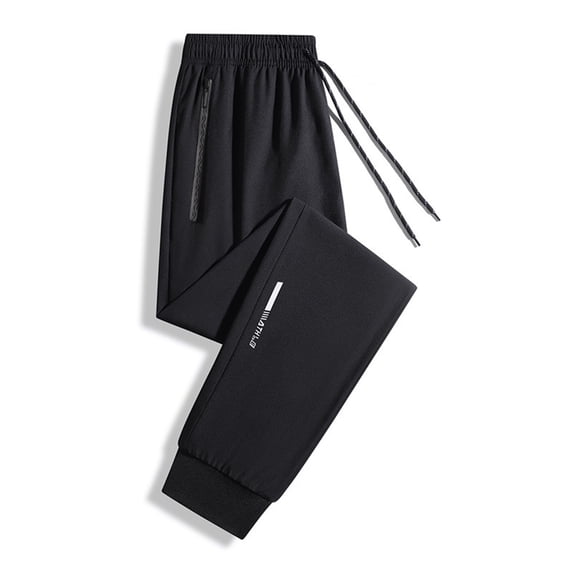 Lyrcatrment Mens Joggers with Zipper Pockets Drawstring Elastic Waist Workout Gym Running Trousers