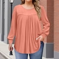 thumbnail image 1 of Lyrcatrment Plus Size Womens Blouses Long Sleeve Crew Neck Pajama Shirts Casual Loose Breathable Homewear Sleepwear Tops,Size L-5XL, 1 of 7