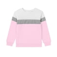 thumbnail image 1 of Lyrcatrment Pullover Tops For Girls Crew Neck Color Block Sweatshirt Kids Long Sleeve Lightweight Fall Casual Fashion Preppy Kids Outfits, 1 of 5