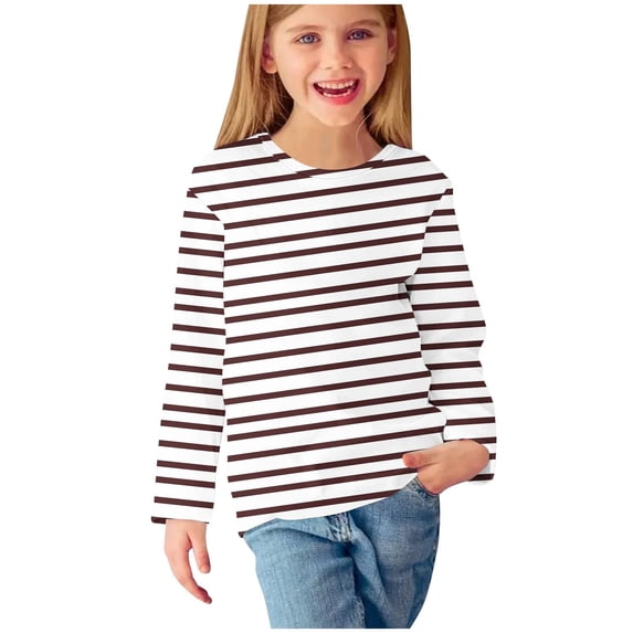 Lyrcatrment Striped Pullover Tops For Girls Boys Long Sleeve Fall Lightweight Crewneck Loose Casual Sweatshirt Teen Fashion Outfits