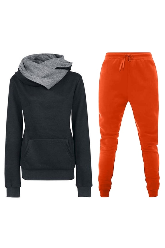 Sweatsuit 2pc for Women Hoodies Pullover Sweatshirts Jogger Pants Set Casual Tracksuits Fall Clothes(Medium,Orange)