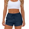thumbnail image 1 of Lyrcatrment Women Gym Shorts Quick-Dry 2 In 1 Elastic High Waisted Drawstring 4 Pockets Summer Casual Lightweight Workout Athletic Short, 1 of 9