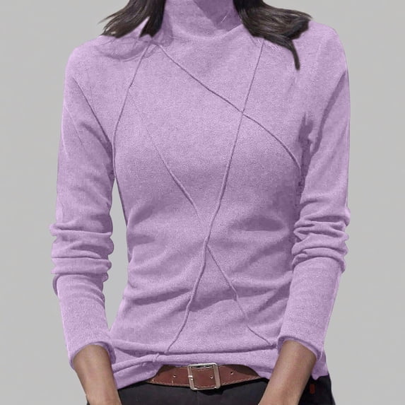 Lyrcatrment Womens Blouses High Neck Long Sleeve Fleece Undershirts Solid Color Casual Thermal Breathable Running Gym Workout Tops