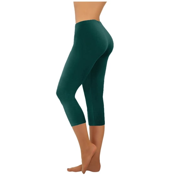 Lyrcatrment Womens Capri Leggings Stretchy High Waisted Belly Control Slim Fitted Capris Summer Casual Cropped Fashion Yoga Pants