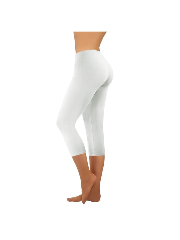 Womens Capri Leggings Stretchy High Waisted Belly Control Slim Fitted Capris Summer Casual Cropped Fashion Yoga Pants