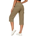 thumbnail image 1 of Lyrcatrment Womens Cargo Capris Elastic High-Rise Regular Fitting Straight Leg Summer Casual Trendy Hiking Workout Outdoor Capri Pants Cropped Pant with Pockets, 1 of 6