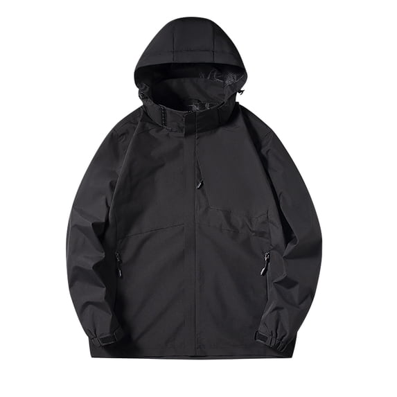 Lyrcatrment Womens Lightweight Rain Jackets Full Zip Windbreaker Raincoats with Hood Drawstring Activities Hiking Running Outwear Jacket(Large)