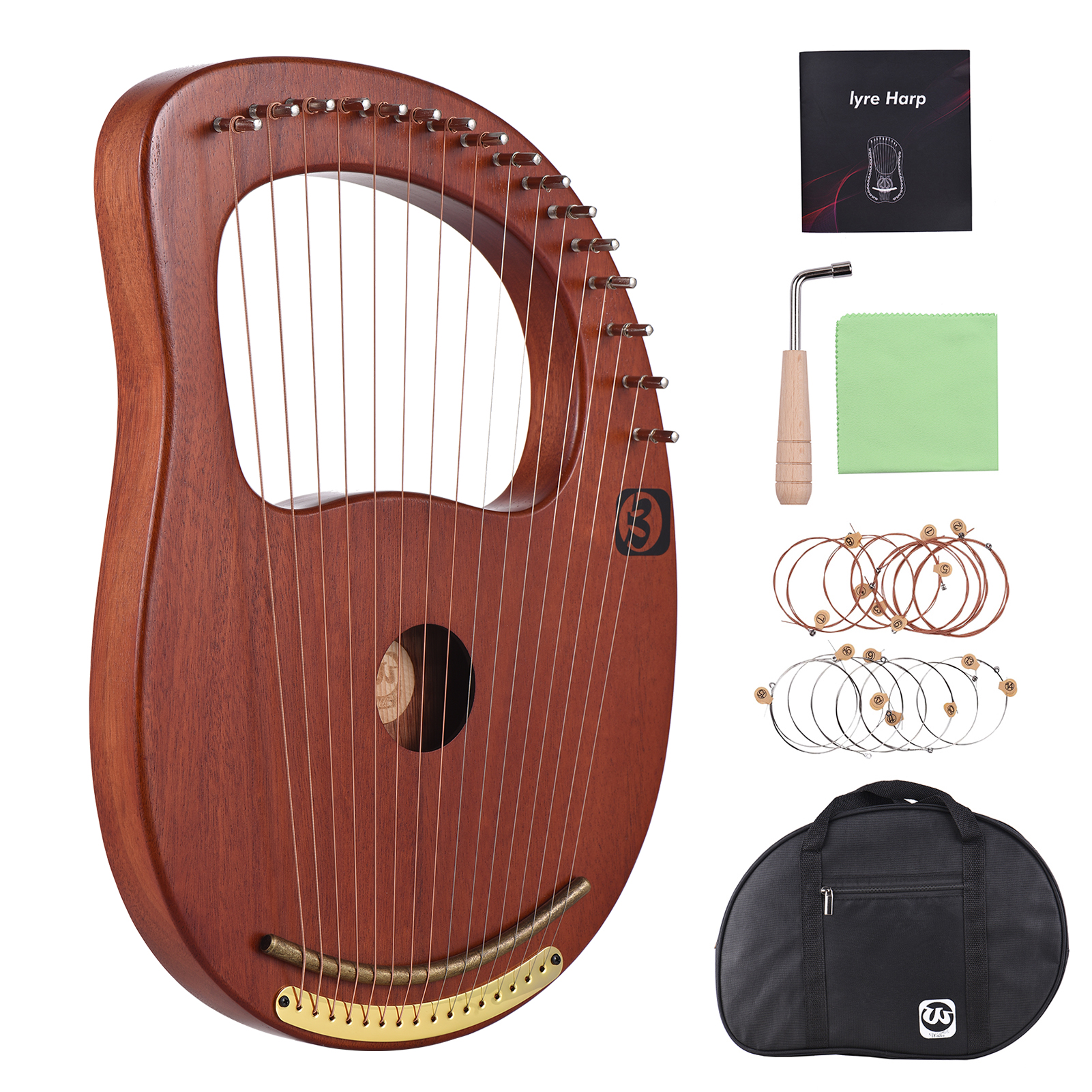Lyre Harp,Spare Cloth Musicbook Wh-16 Wooden Harp Wood With Carry Harp Metal Wood Wooden Harp Metal Wrench Spare Cloth Metal Wood With Carry Wrench Spare With Carry Wrench Wotao Hxber Qinquan