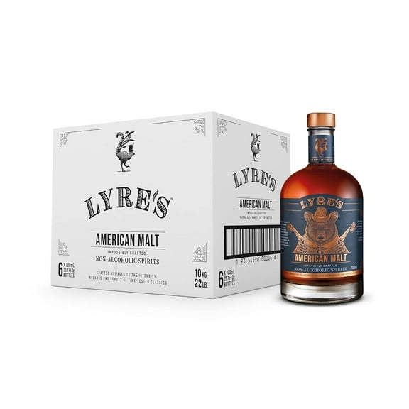 Lyre's American Malt - Non-Alcoholic Spirit, Case of 6, Bourbon Style, Premium, 23.7 Fl Oz x 6