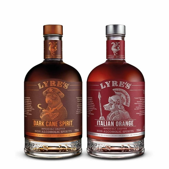 Lyre's Jungle Bird Non-Alcoholic Set (Pack of 2) | Dark Cane (Dark Rum Style) & Italian Orange (Aperitivo Style) | Award Winning | 23.7 Fl Oz