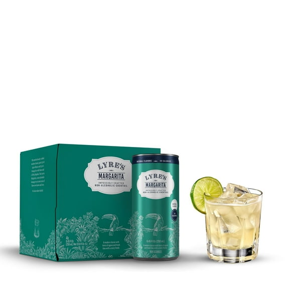 Lyre's Margarita - Non Alcoholic Spirits | Premium Ready To Drink Cocktail | 250ml | 50 Calories Per Can Only (Pack of 4)