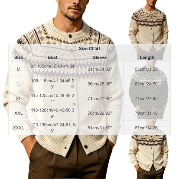 Lyrehush Men's Knit Cardigans Open Front Patterned Long Sleeve Cardigan Casual Button down Sweaters