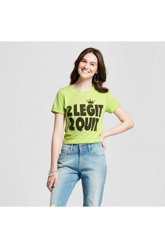 Women's Short Sleeve 2 Legit 2 Quit Graphic T-Shirt (Juniors') - Green - (Large)