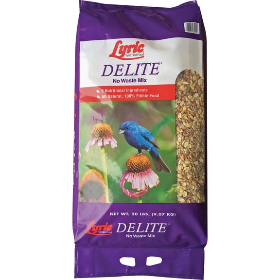 Lyric Delite Wild Bird Seed, No Waste Bird Food Mix with Shell-Free Nuts and Seeds, 15 lb. Bag  Construction & DIY Use, Standard Hardware Spec