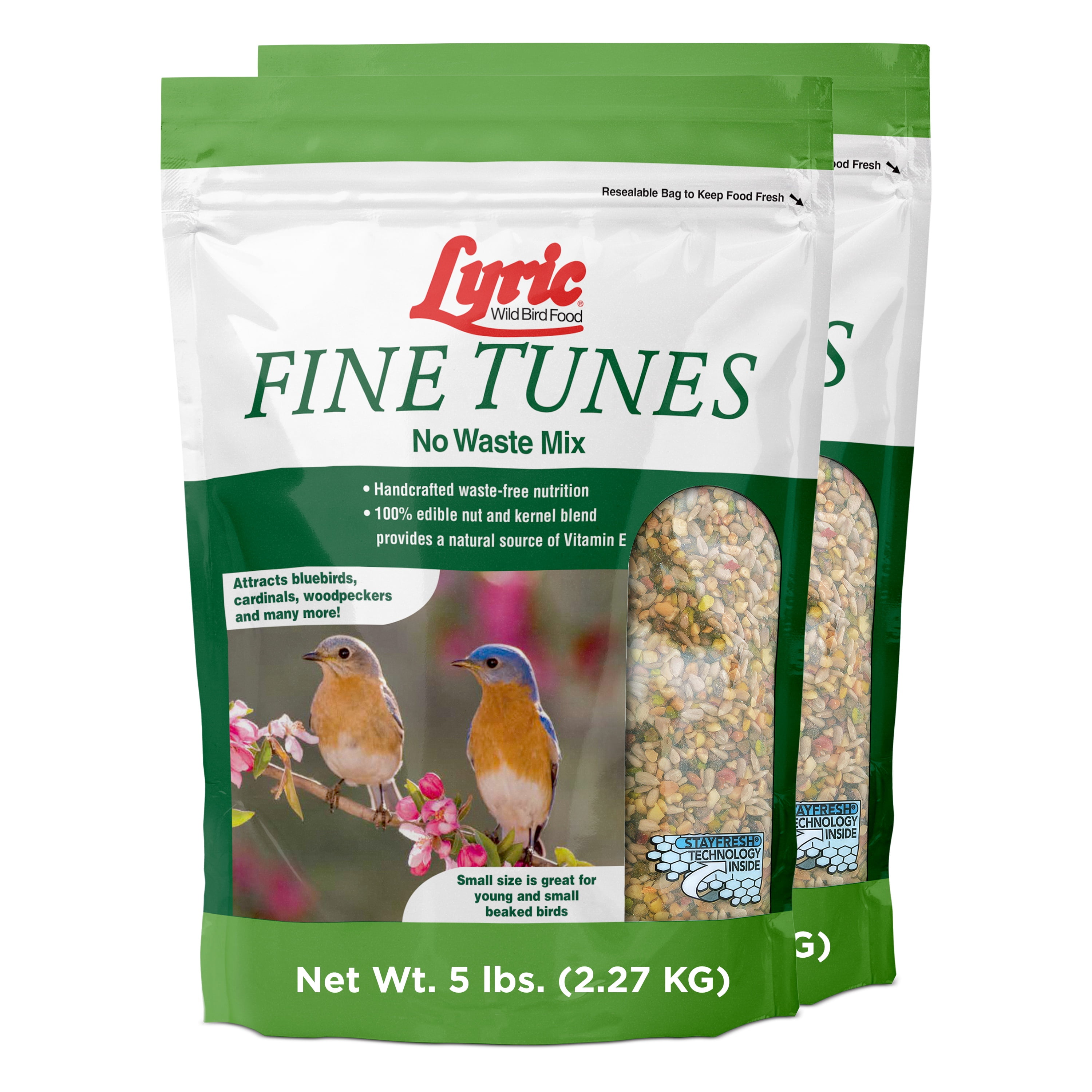 Lyric Fine Tunes Wild Bird Seed - No Waste Bird Food Mix - Attracts Colorful Wild Birds - Perfect for Your Backyard Feeders - 10 lb. (Pack of 2-5 lb. Bags)