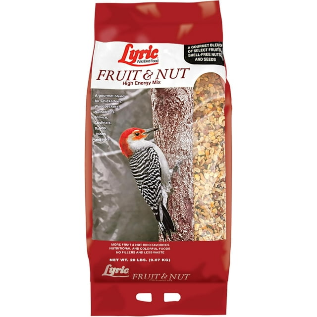 Lyric Fruit and Nut Wild Bird Seed High Energy Wild Bird Food Mix Attracts Woodpeckers