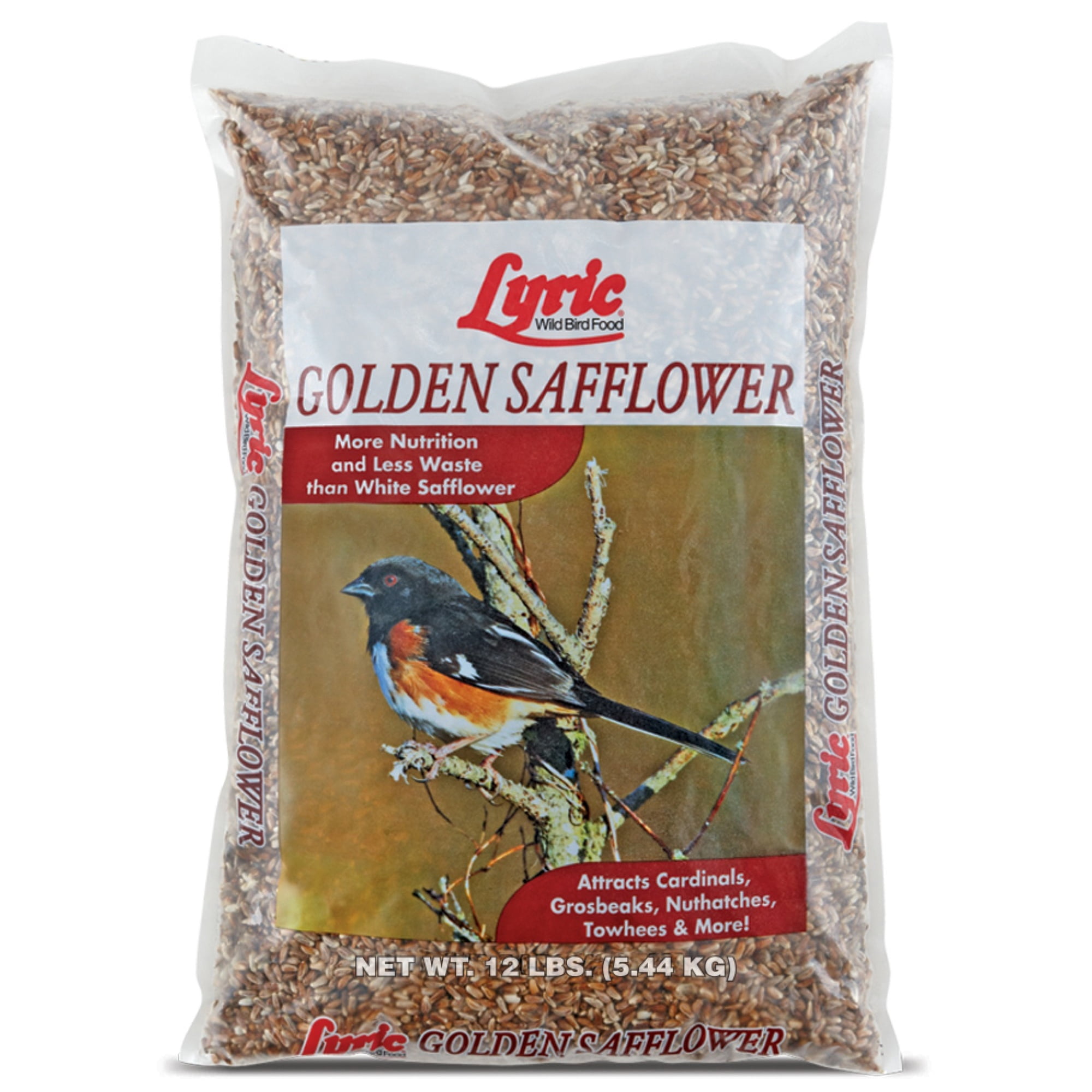 Lyric Golden Safflower Wild Bird Seed - Attracts Woodpeckers Cardinals - 12 lb. Bag