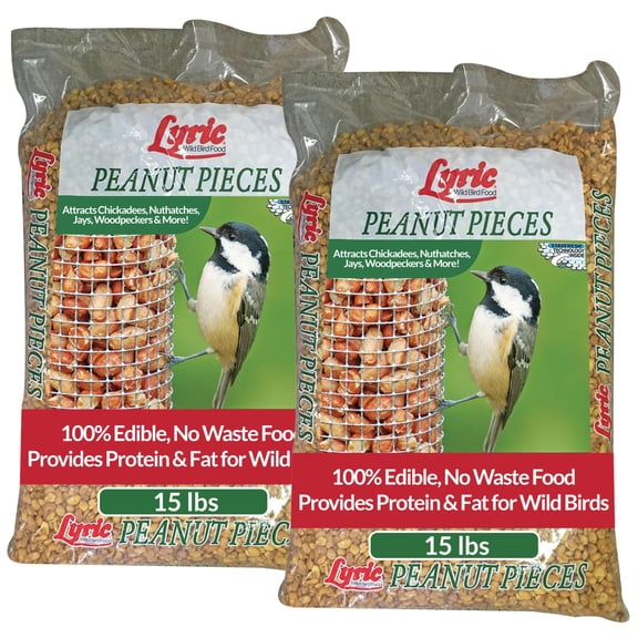 Lyric Peanut Pieces Wild Bird Seed - Shelled Peanuts Wild Bird Food for Outside Feeders - 30 lb Pack of 2-15 lb Bags