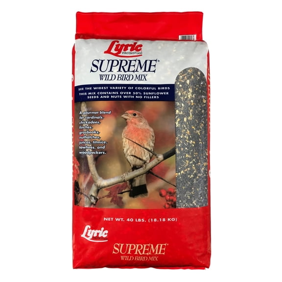 Lyric Supreme Wild Bird Seed, Wild Bird Food Mix with Nuts & Sunflower Seeds - 40 lb. Bag