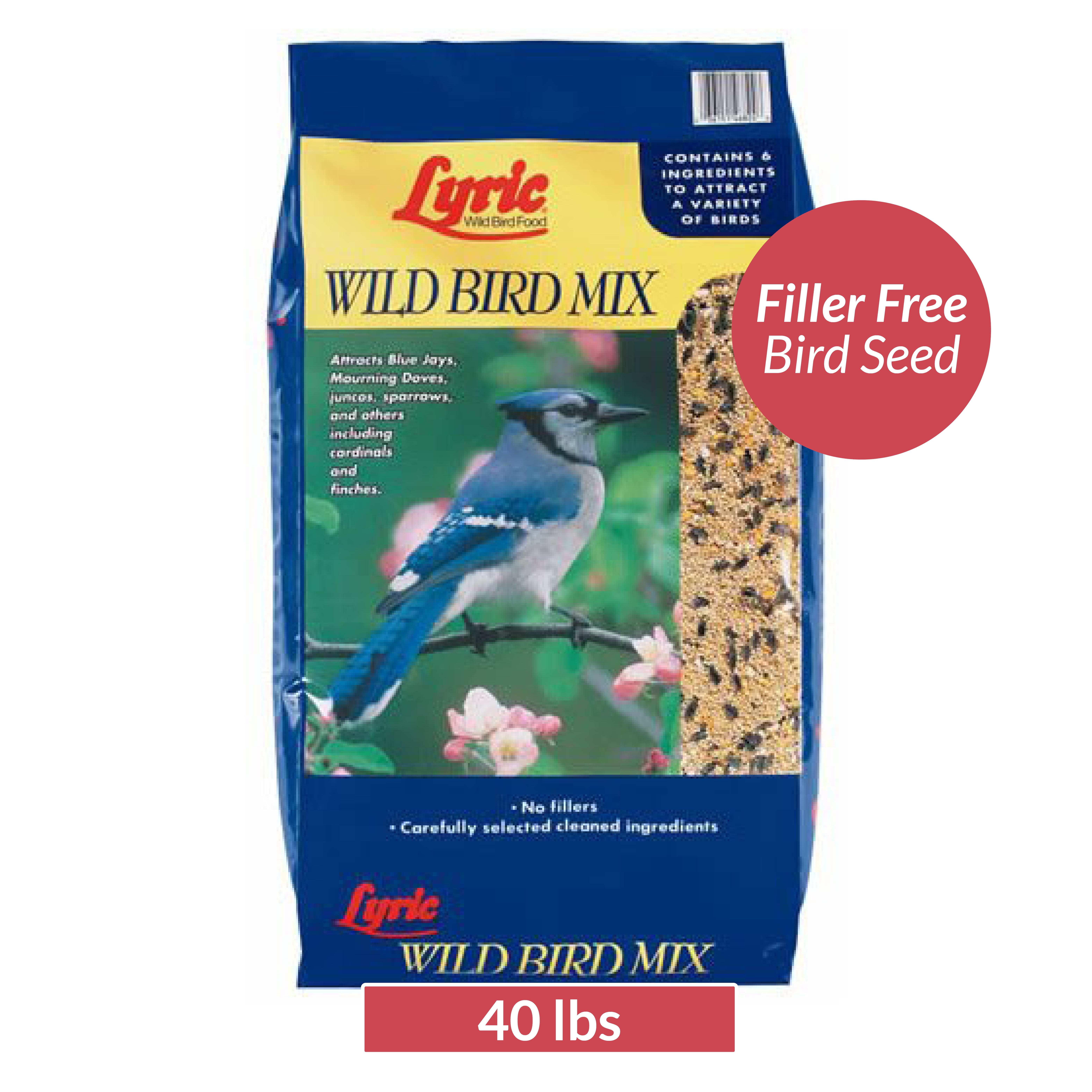 Lyric Wild Bird Mix Bird Seed, Bird Food for Outside Feeders - 40 lb. Bag 