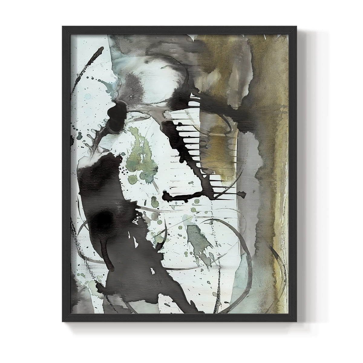 Lyrical Abstract I in Black Solid Wood 11 x 14 Framed Print