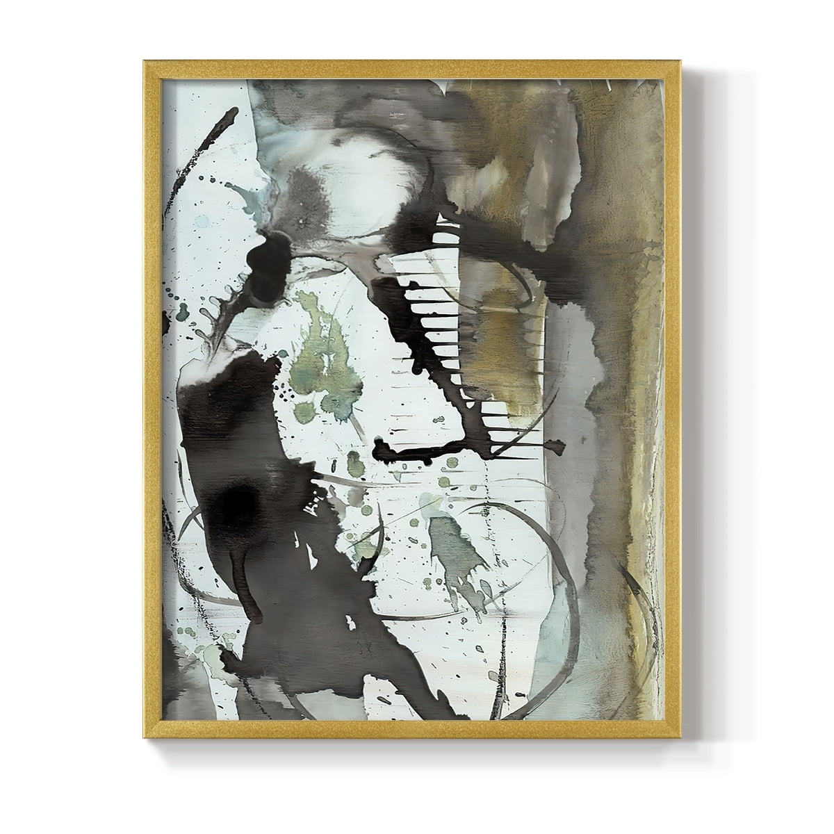 Lyrical Abstract I in Gold Solid Wood 16 x 20 Framed Print