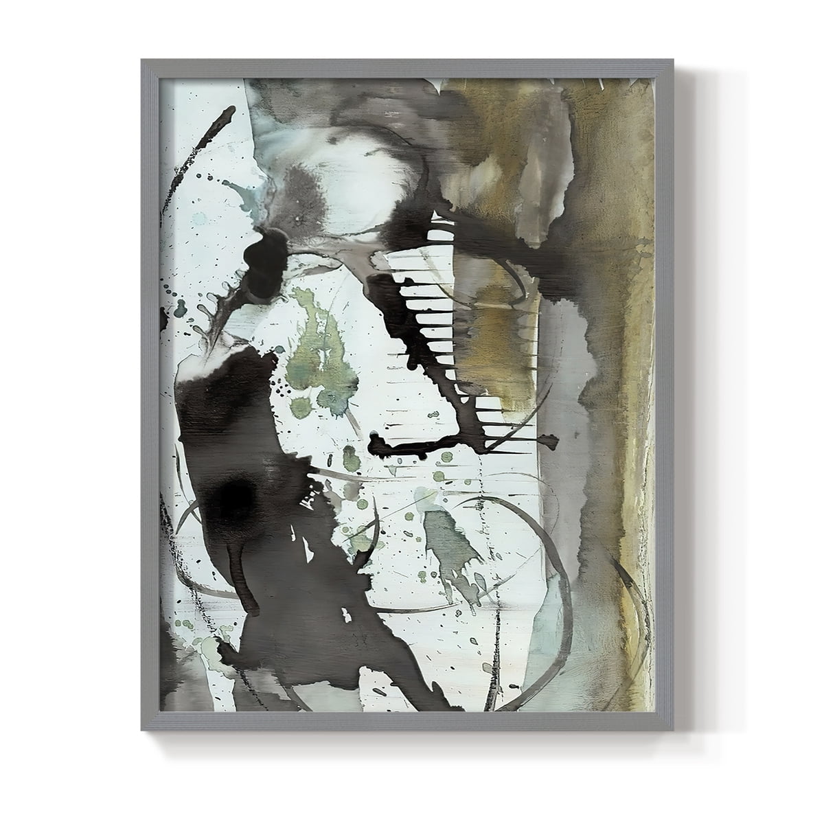 Lyrical Abstract I in Gray Solid Wood 16 x 20 Framed Print