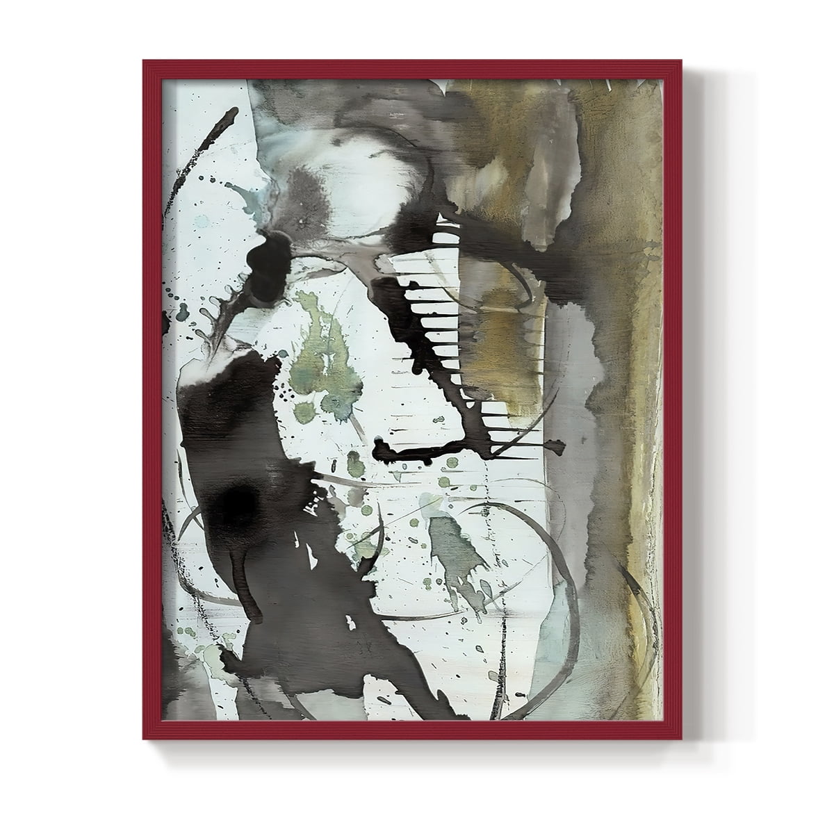 Lyrical Abstract I in Red Solid Wood 11 x 14 Framed Print