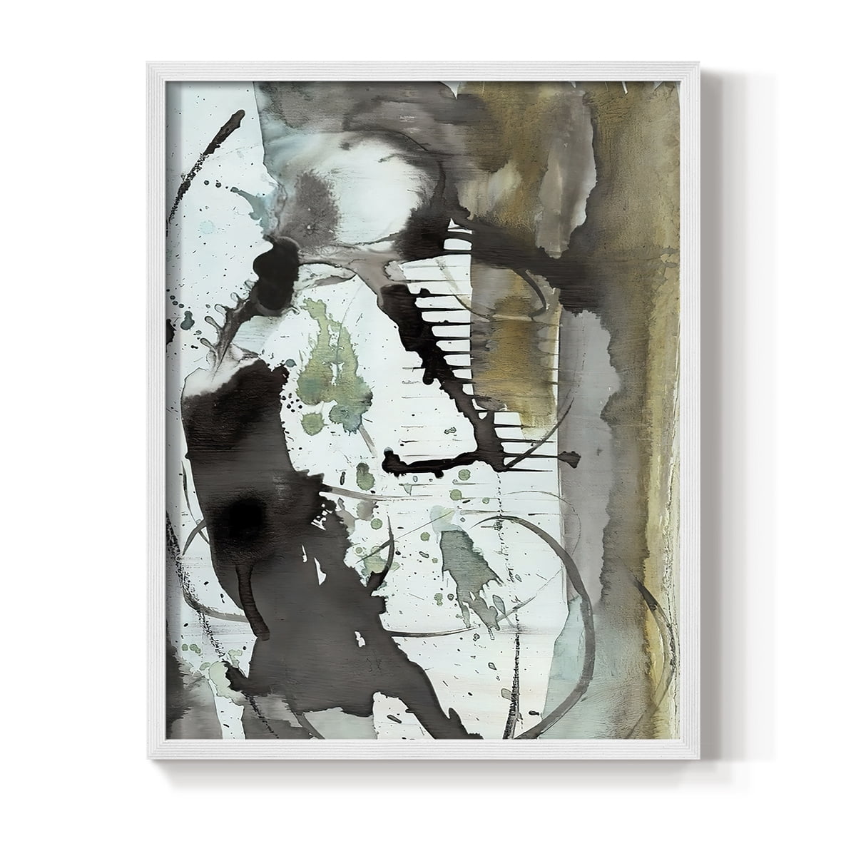 Lyrical Abstract I in White Solid Wood 11 x 14 Framed Print