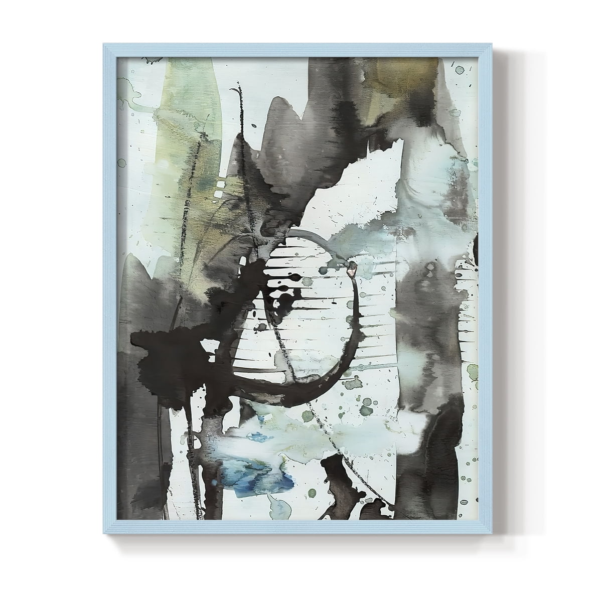 Lyrical Abstract II Framed Print in Blue Solid Wood Framed Print No Nail Hanging