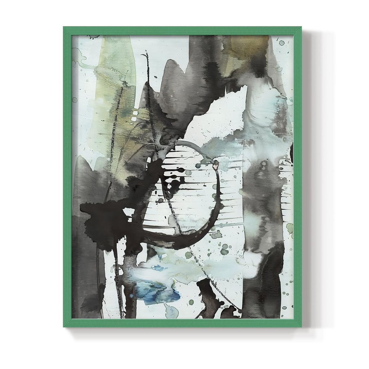 Lyrical Abstract II Framed Print in Green Solid Wood Framed Print No Nail Hanging