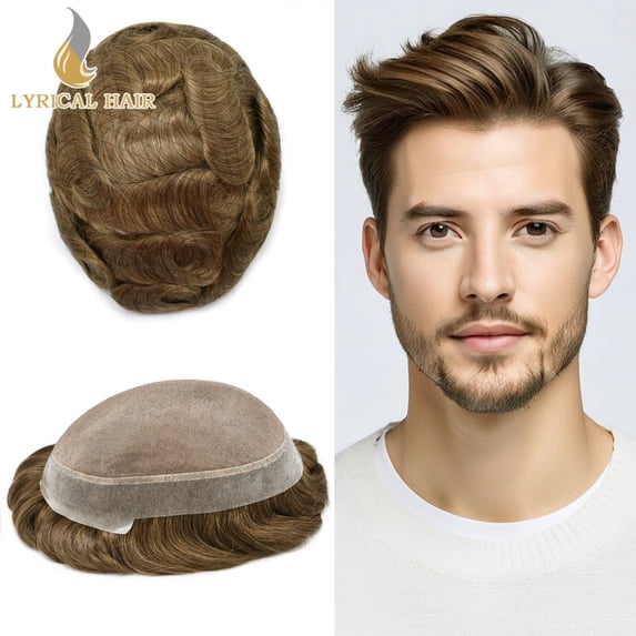 Lyrical Hair System for Men Fine Mono Mens Toupee Human Hair Piece Thin ...