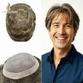 thumbnail image 1 of Lyrical Hair Toupee for Men Fine Mono Mens Toupee Human Hair Replacement Systems Monofilament with NPU Hairpiece for Man Black Brown Blonde Gray Hair Wig Unit, 1 of 6