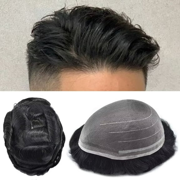 Lyrical Hair Toupee for Men Hair System for Man Siwss Super Welded Lace Mens Hairpieces Human Hair Replacement System Lace Hair Unirs Wig #1 Jet Black