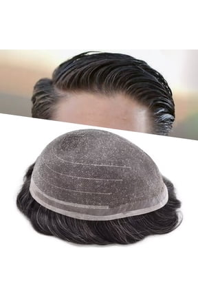 Toupee for Men Hair System for Man Siwss Super Welded Lace Mens Hairpieces Human Hair Replacement System Lace Hair Unirs Wig #1B20 Off Black with 20% Gray